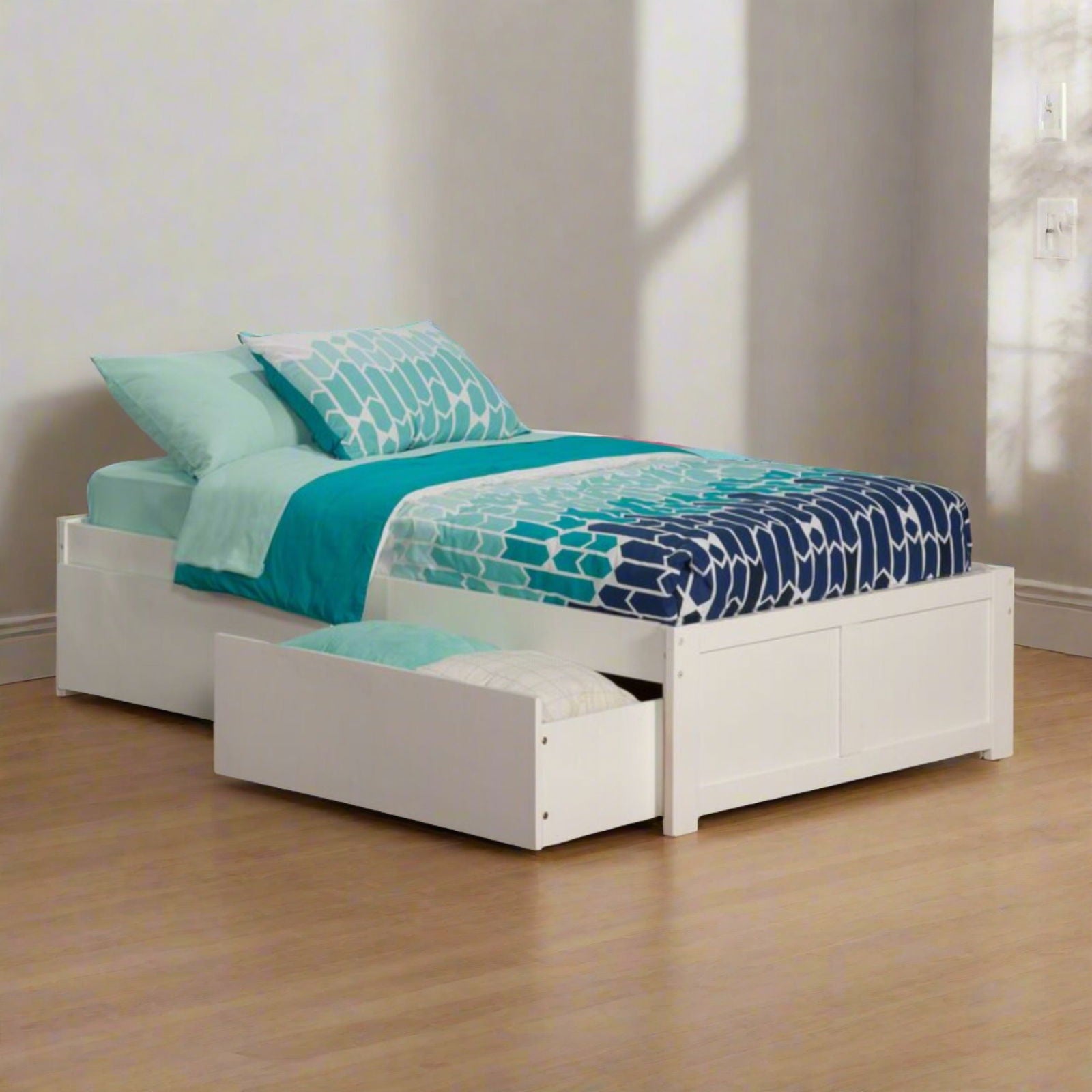 Royal Standred Bed For Bedroom With Side Drawer ( White ) - Furnishiaa -  -